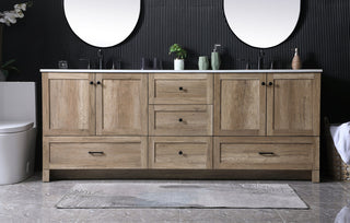 84 Inch Double Bathroom Vanity In Natural Oak