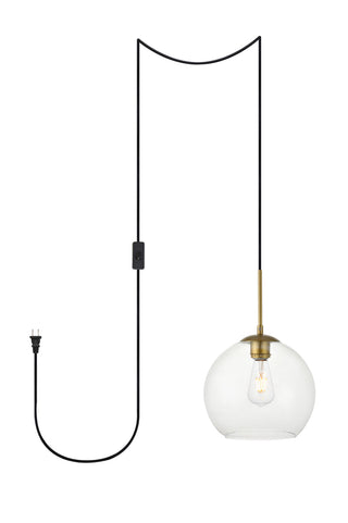 Baxter 1 Light Brass plug-in Pendant With Clear Glass