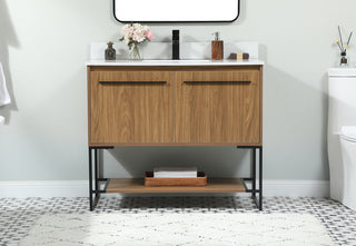 40 inch Single bathroom vanity in walnut brown with backsplash