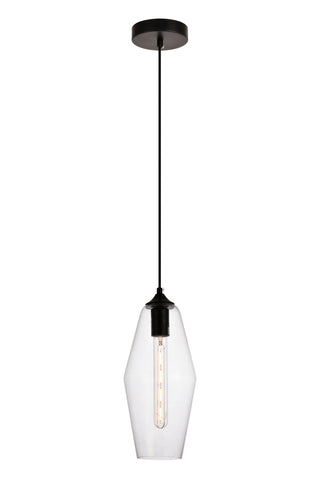 Placido Collection Pendant D5.9 H14.2 Lt:1 Black and Clear Finish