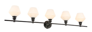 Gene 5 light Black and Frosted white glass Wall sconce