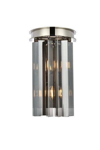 Sydney 2 light polished nickel Wall Sconce Silver Shade (Grey) Royal Cut Crystal