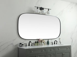 Metal Frame Oval Mirror 36x72 Inch in Black