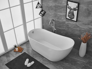 70 inch soaking Single slipper bathtub in glossy white