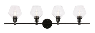 Gene 4 light Black and Clear glass Wall sconce