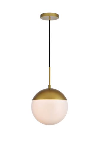 Eclipse 1 Light Brass Pendant With Frosted White Glass