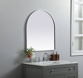 Metal Frame Arch Mirror 27x30 Inch in Silver