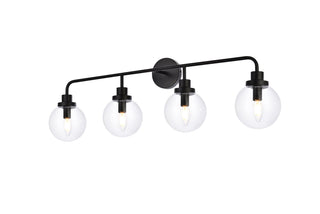 Hanson 4 lights bath sconce in black with clear shade