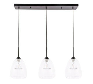 Kason 3 light Black and Clear glass pendant