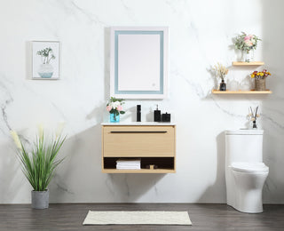 30 inch Single bathroom vanity in maple with backsplash