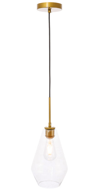 Gene 1 light Brass and Clear glass pendant