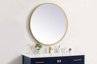 Pier 36 inch LED mirror with adjustable color temperature 3000K/4200K/6400K in brass