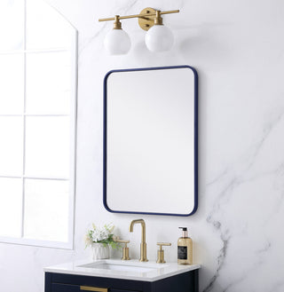 Soft corner metal rectangular mirror 22x30 inch in Blue