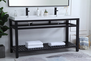 60 inch Double Bathroom Metal Vanity in Black