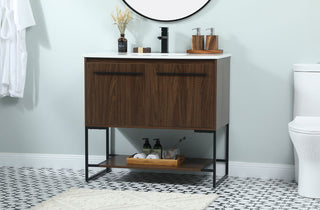 36 inch Single bathroom vanity in walnut