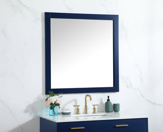 Aqua vanity mirror 36x36 inch in blue