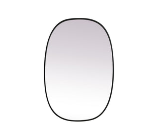 Metal Frame Oval Mirror 27x40 Inch in Black