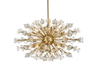 Vera 36 inch crystal starburst oval pendant in gold