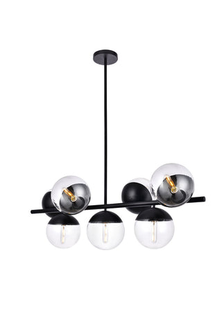 Eclipse 7 Lights Black Pendant With Clear Glass