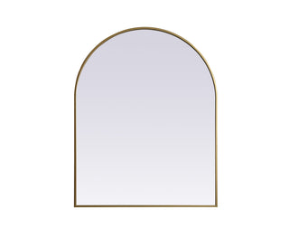 Metal Frame Arch Mirror 33x42 Inch in Brass