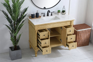 42 inch Single Bathroom vanity in Antique Beige with ivory white engineered marble