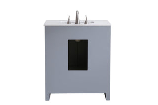 30 inch Single Bathroom vanity in Grey with ivory white engineered marble