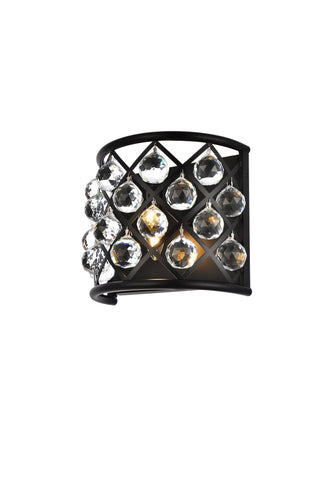 Madison 1 light Matte Black Wall Sconce Clear Royal Cut Crystal