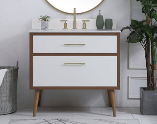 36 inch bathroom Vanity in White with Backsplash