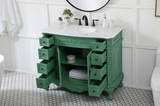 42 inch Single Bathroom vanity in vintage mint with ivory white engineered marble