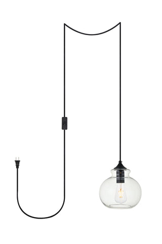 Destry 1 Light Black plug-in Pendant With Clear Glass