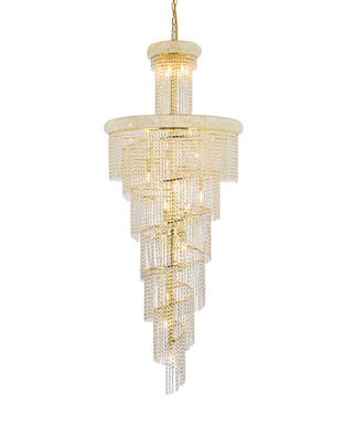 Spiral 28 light Gold Chandelier Clear Royal Cut Crystal