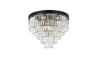 Sydney 17 light Matte Black Flush Mount Clear Royal Cut Crystal