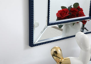 Iris beaded mirror 32 x 20 inch in blue