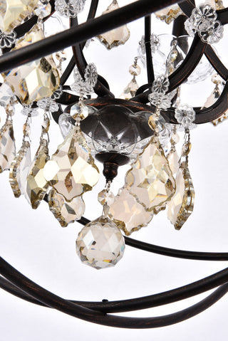 Geneva 6 light Dark Bronze Chandelier Golden Teak (Smoky) Royal Cut crystal