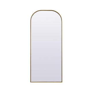 Metal Frame Arch Full Length Mirror 28x66 Inch in Brass