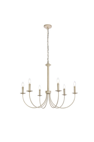 Brielle 6 lights pendant in weathered dove