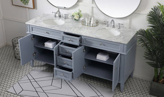 72 inch double bathroom vanity in grey