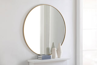 Metal frame Round Mirror 48 inch Brass finish