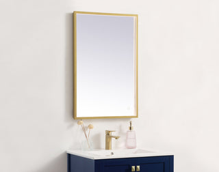 Pier 20x30 inch LED mirror with adjustable color temperature 3000K/4200K/6400K in brass