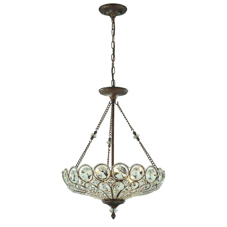 Elegant Metal Chandelier with Crystal Accented Shade