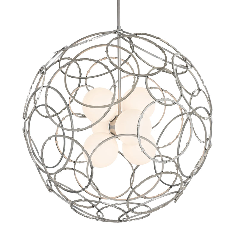 Large Hand Crafted Steel Orb Pendant Light