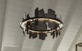 Large Hand Made Slate and Steel Chandelier