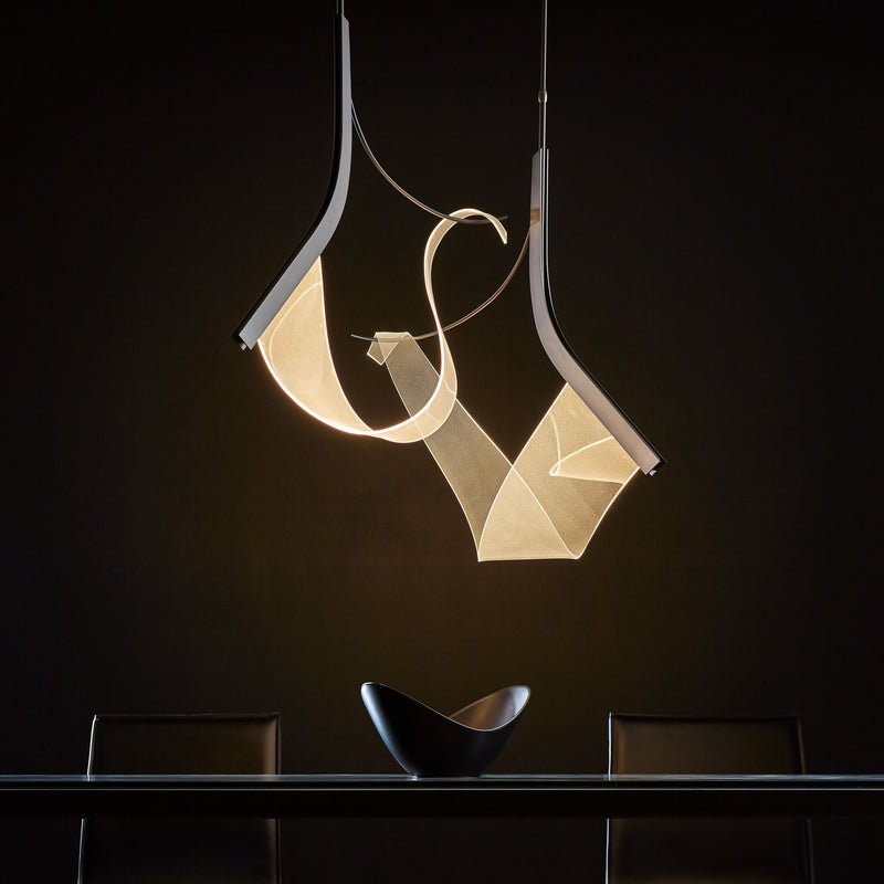 Elegant Hand Made Steel Pendant with Hanging Glass Design