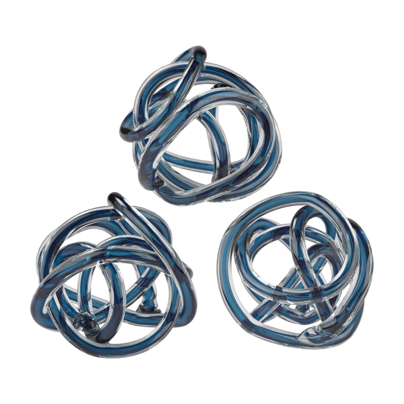Glass Knots - Set of 3 Navy