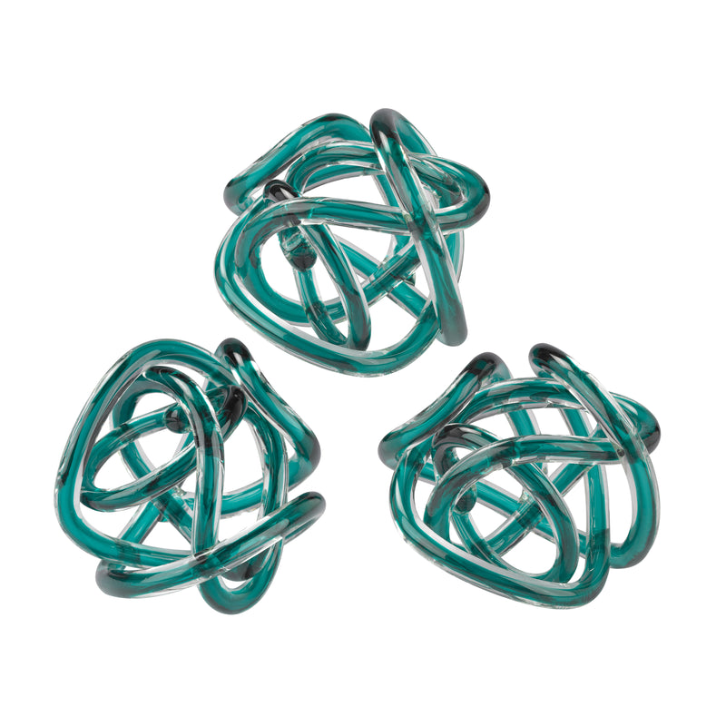 Glass Knots - Set of 3 Aqua