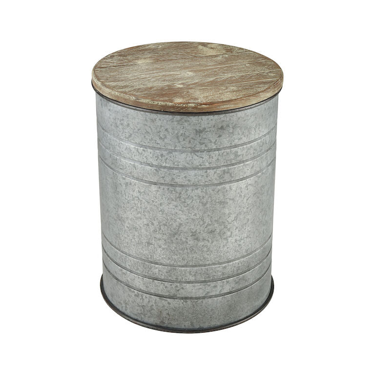 Rustic Farmhouse Accent Table with Metal Base