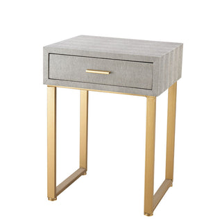 Wooden Accent Table with Drawer in Gray and Gold Finish