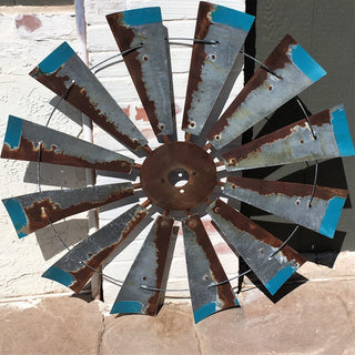 38 Inch  Rustic FULL Windmill Head with Distressed Blue Tips