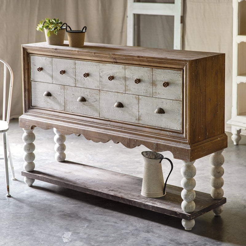 Wooden Sideboard in Distressed Finish