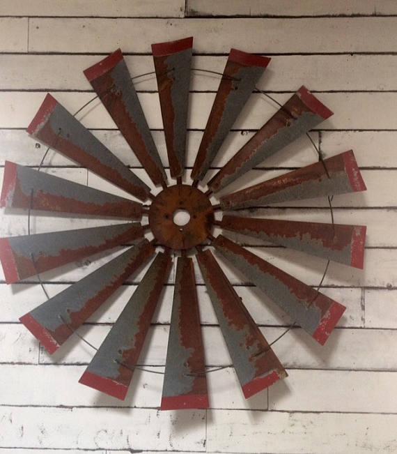 47 Inch Rustic FULL Windmill Head  with Distressed Red Tips